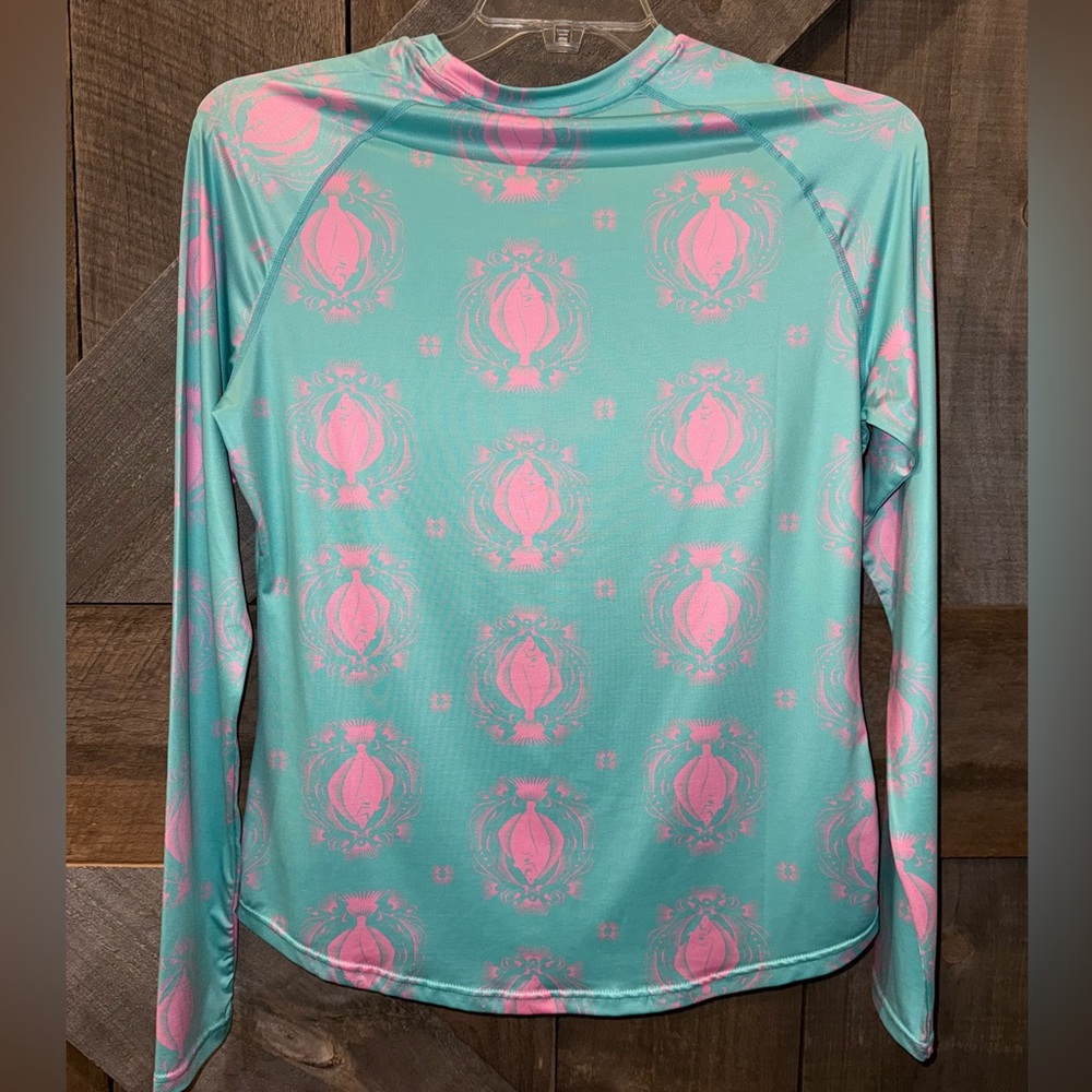 5Fin Aqua and Pink Long Sleeve Swim Top, women’s size medium - Picture 4 of 5